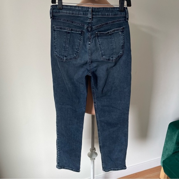 Rag & Bone Nina High-Rise Ziggy Wash Blue Stretch Denim Cigarette Jeans EUC 26 - Picture 3 of 10